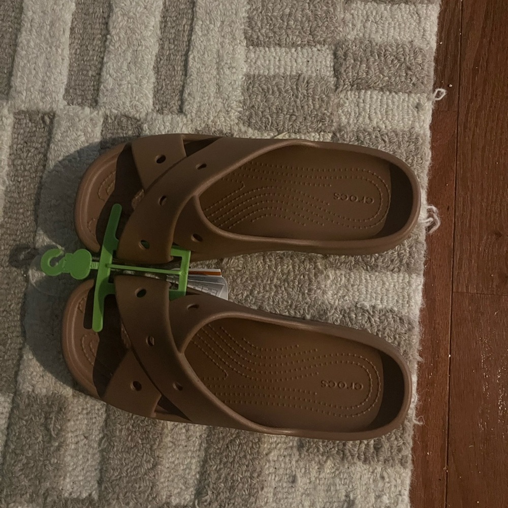 Brown Crocs Slip-On Sandals